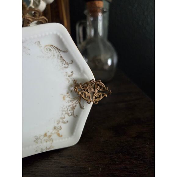 Epiag Ditmar-Urbach Czechoslovakia Porcelain Ormolu Tray Courting Scene 1930s - Picture 7 of 10